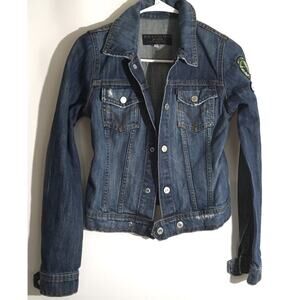 Juicy Couture Jeans Sz Small Denim Jean Jacket Dog Lover 91 Juicyland Patch USA